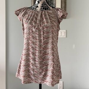 Banana Republic Women's Blouse in Red, Tan and White